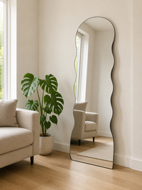 Doremon bubble-arch full-length standing mirror in matte black — Bask Decor Pakistan