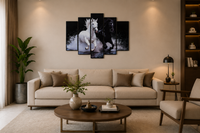 Black & White Horses — 5 Panel Premium Glass Printed Wall Art|24*30 inch