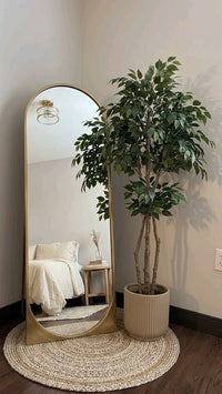 Haven arched standing mirror in matte black — Bask Decor Pakistan