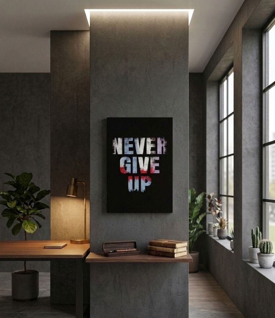 "Never Give Up" — Motivational Wall Frame | 8×12