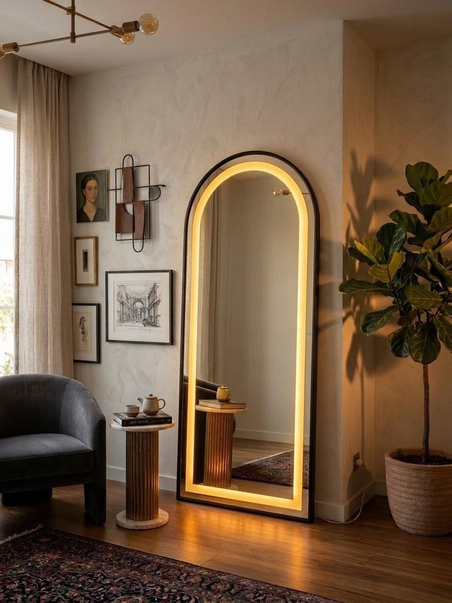 Aura Full-Length Arched LED Standing Mirror