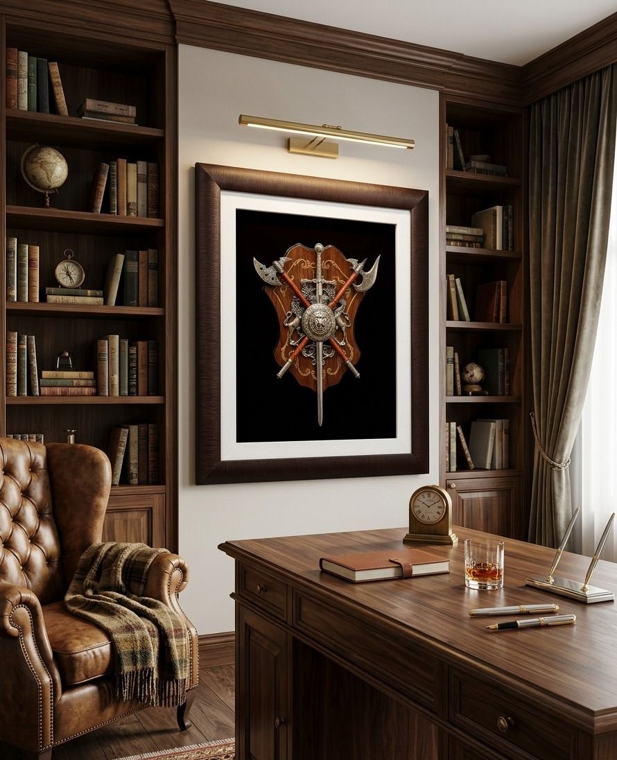 "Kulhara — Medieval Shield of Glory & Ancient Arms | Framed Wall Art | 24×24"
