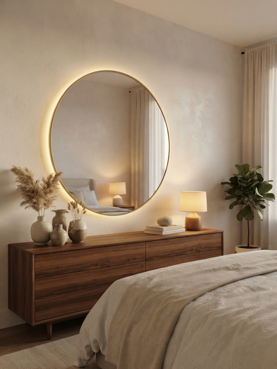 Halo Round LED Backlit Wall Mirror