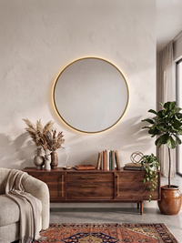 Halo backlit round vanity mirror in black — Bask Decor Pakistan