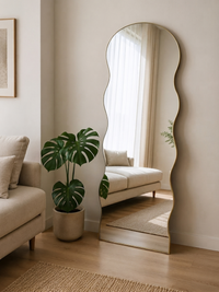 Doremon bubble-arch mirror in gold finish — Bask Decor Pakistan