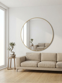 Orbit round wall mirror in black, side view — Bask Decor Pakistan